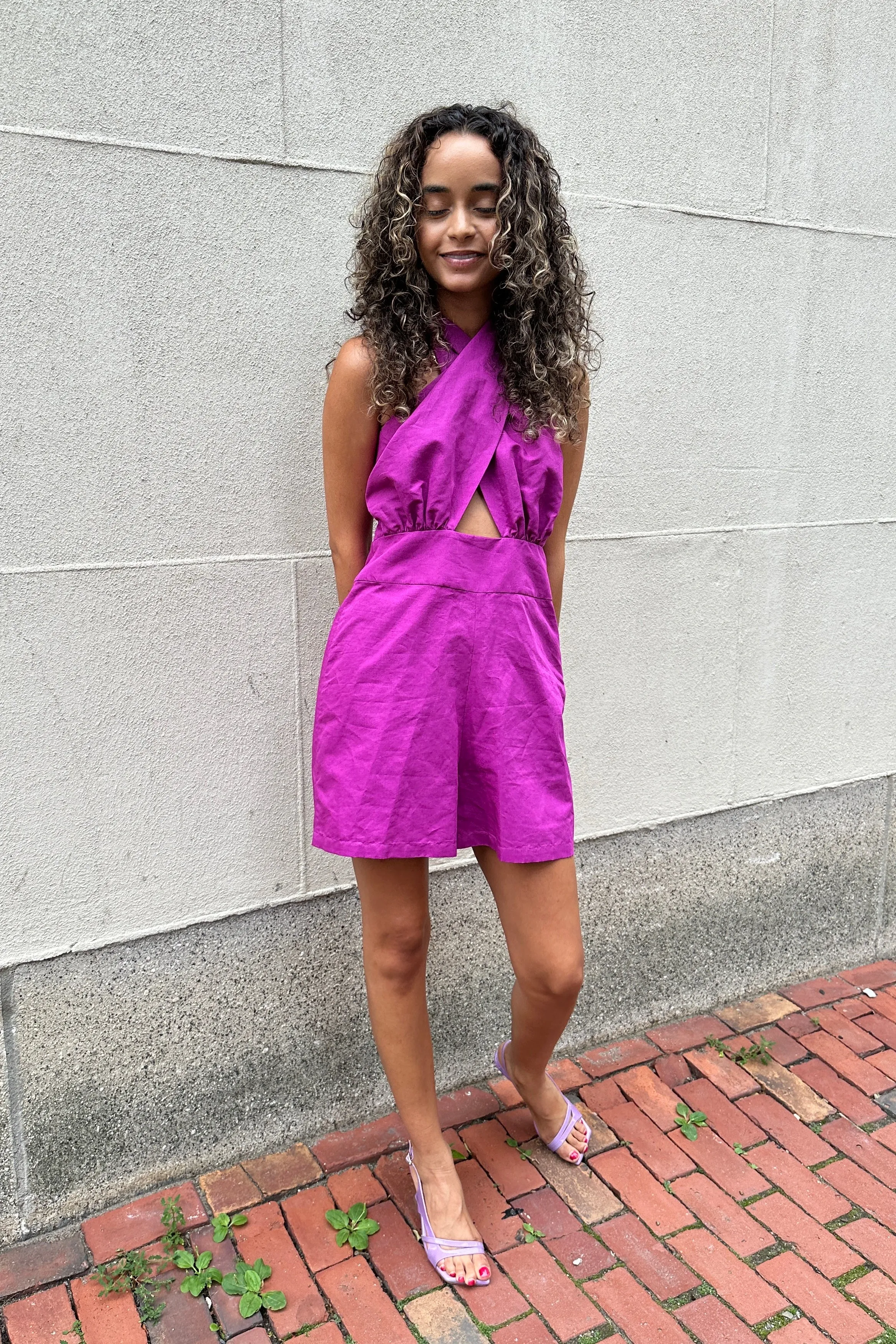 Fete Imperiale - Leria Knotted Jumpsuit: Fuchsia
