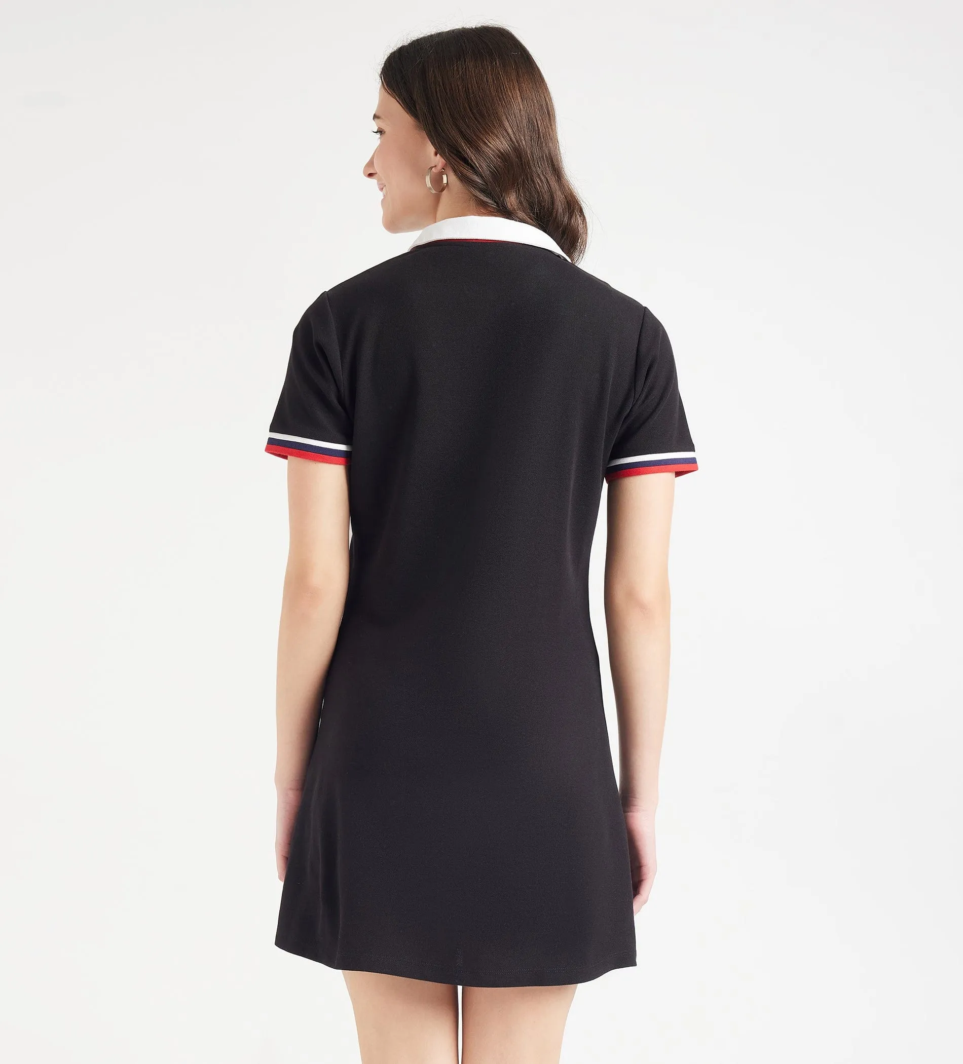 Flat Knit Zipper Polo Dress
