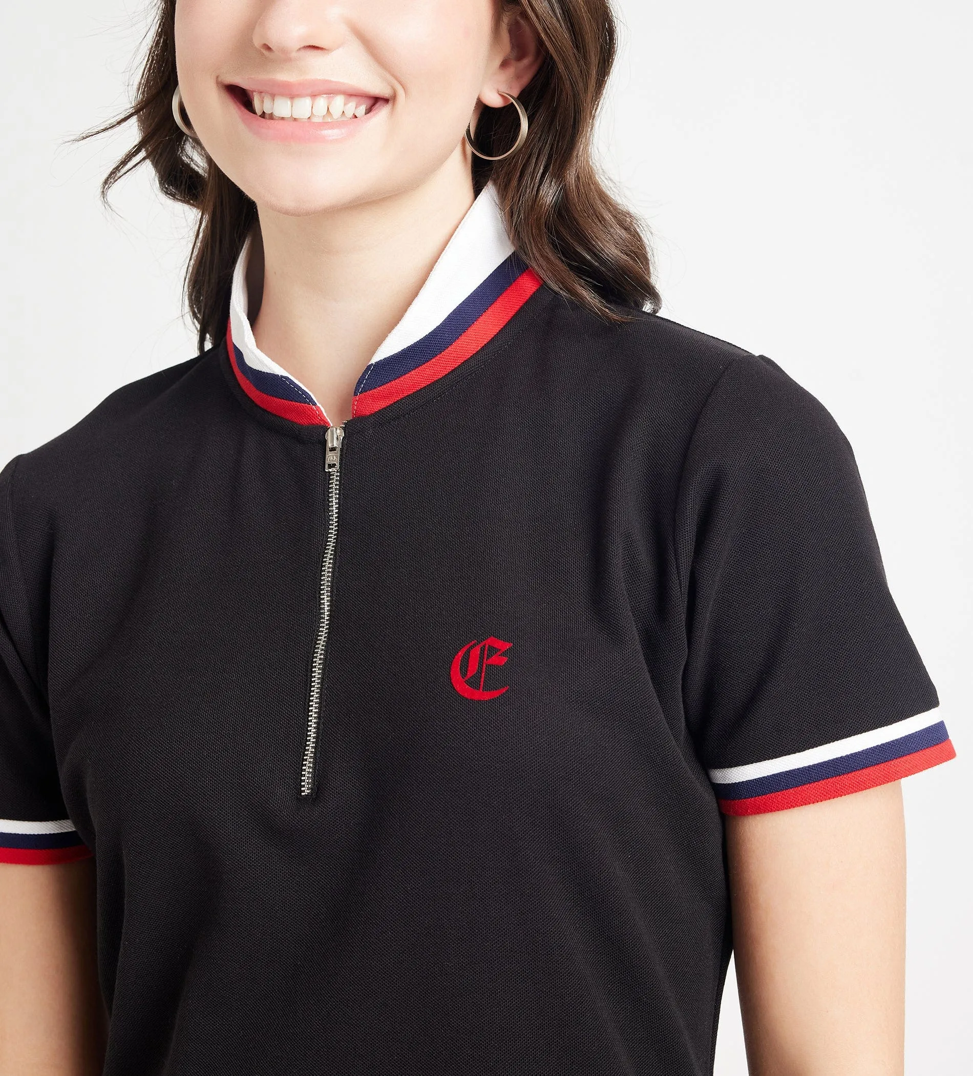 Flat Knit Zipper Polo Dress