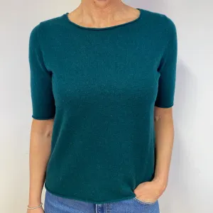 Forest Green Cashmere Short Sleeved Jumper Medium