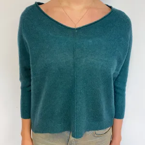 Forest Green Slouchy Cashmere V-Neck Jumper Small