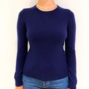 French Navy Blue Cashmere Crew Neck Jumper Small