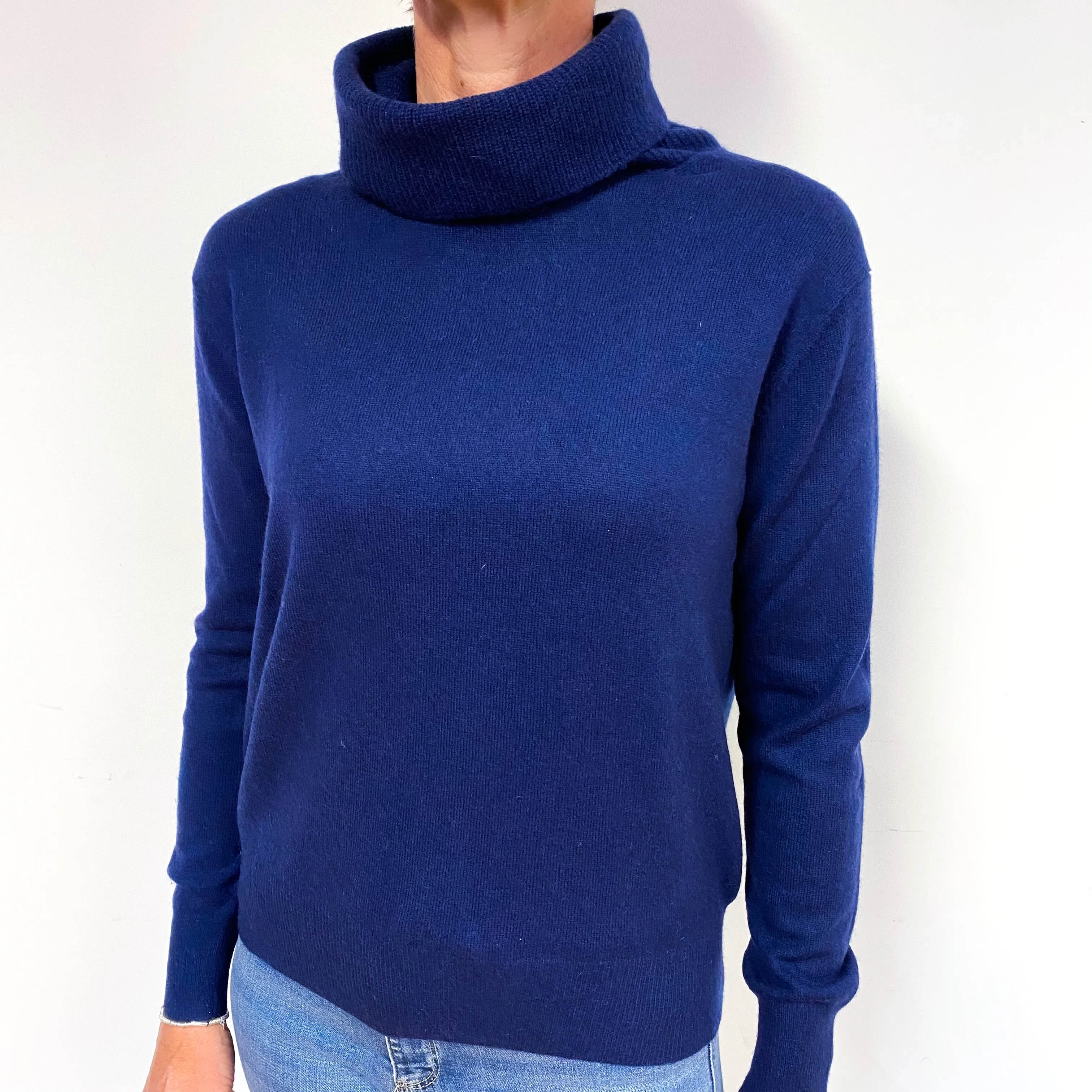 French Navy Cashmere Funnel Neck Jumper Medium