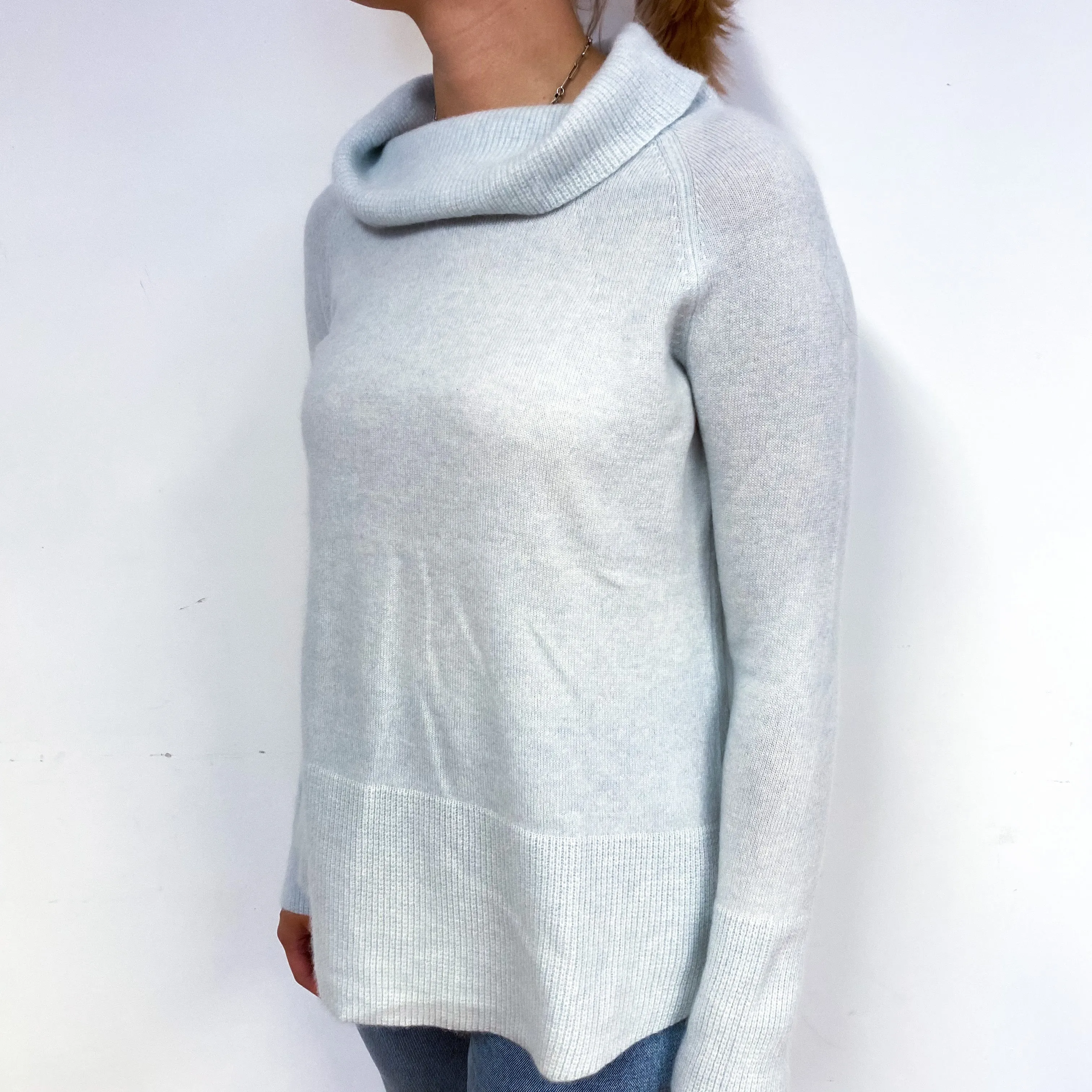 Frost Blue Cashmere Cowl Neck Jumper Small