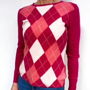 Fuchsia, Bubblegum And Ice Pink Cashmere Crew Neck Jumper Medium