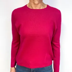 Fuchsia Pink Cashmere Crew Neck Jumper Medium