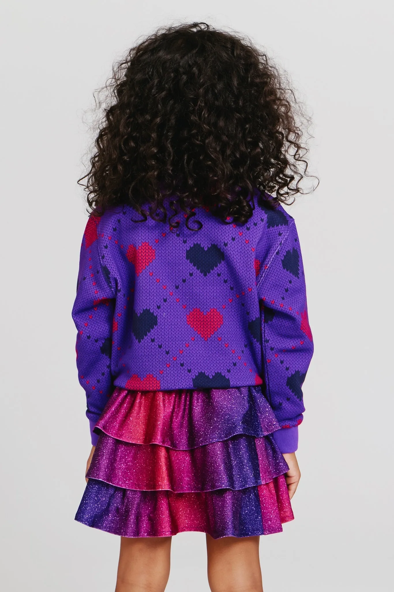 Girls Classic Crewneck in Fair Isle Purple Hearts