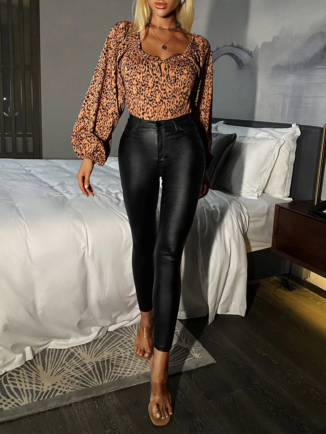 Glamorous Plain Zipper High Waist Cropped Women Pants