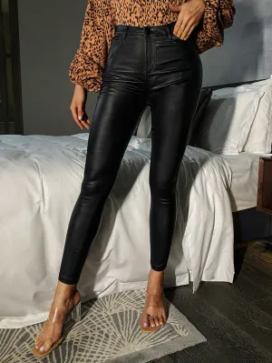 Glamorous Plain Zipper High Waist Cropped Women Pants
