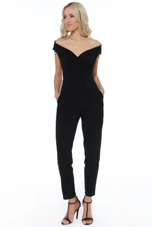 Goddiva Bardot Crossover Jumpsuit