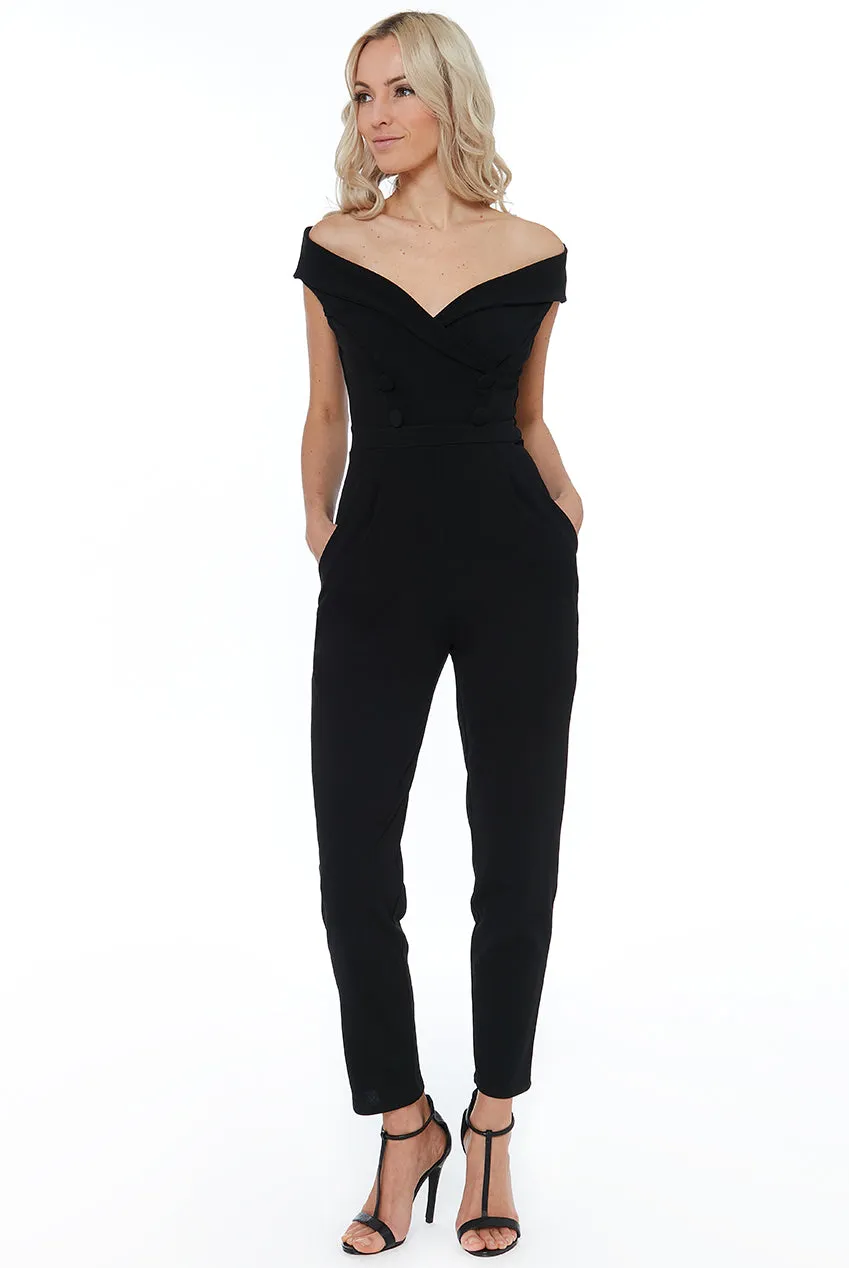 Goddiva Bardot Crossover Jumpsuit