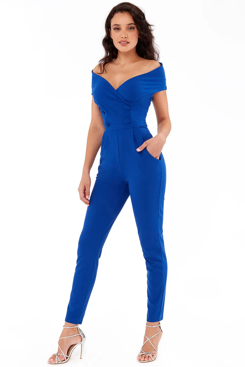 Goddiva Bardot Crossover Jumpsuit