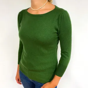 Green Green Buttoned Cashmere Crew Neck Jumper Small