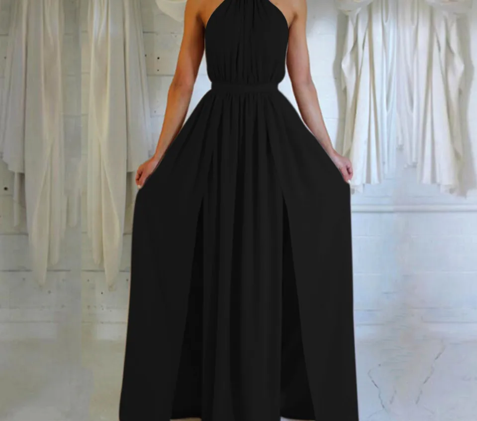 Halter Front Split Dress