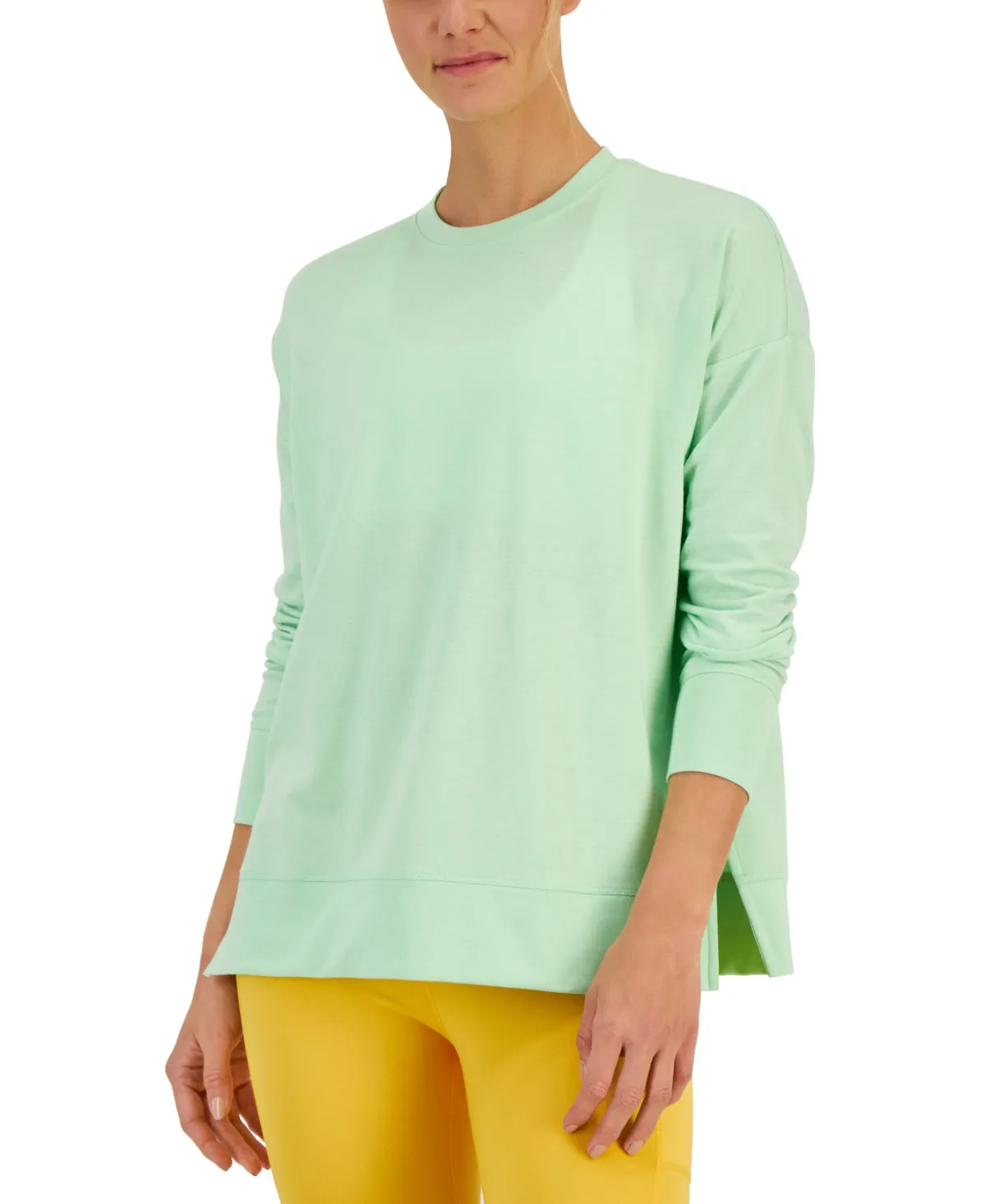 ID Ideology Women's Active Solid Crewneck Top Green