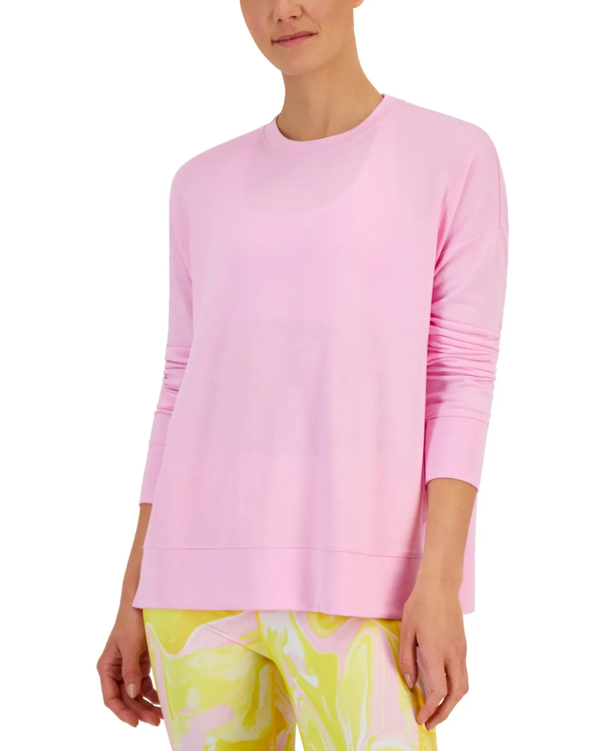 ID Ideology Women's Active Solid Crewneck Top Pink