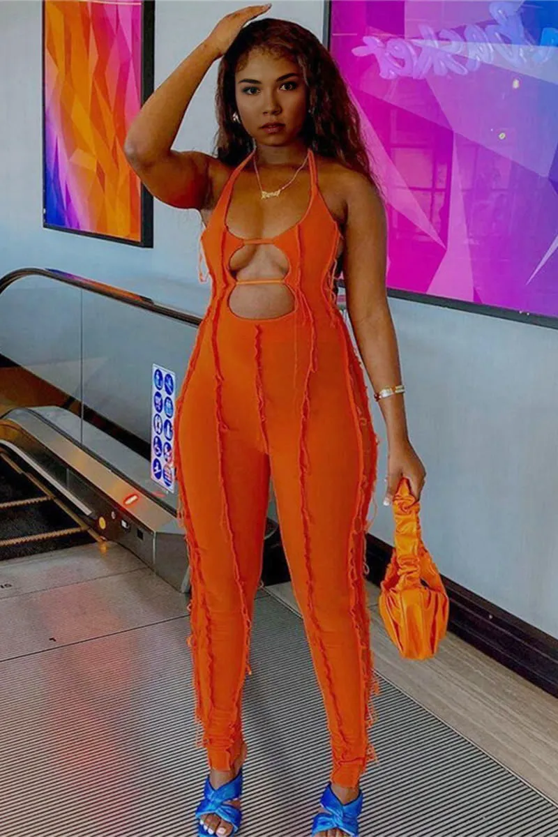 JC502 Halter Bodycon Jumpsuits