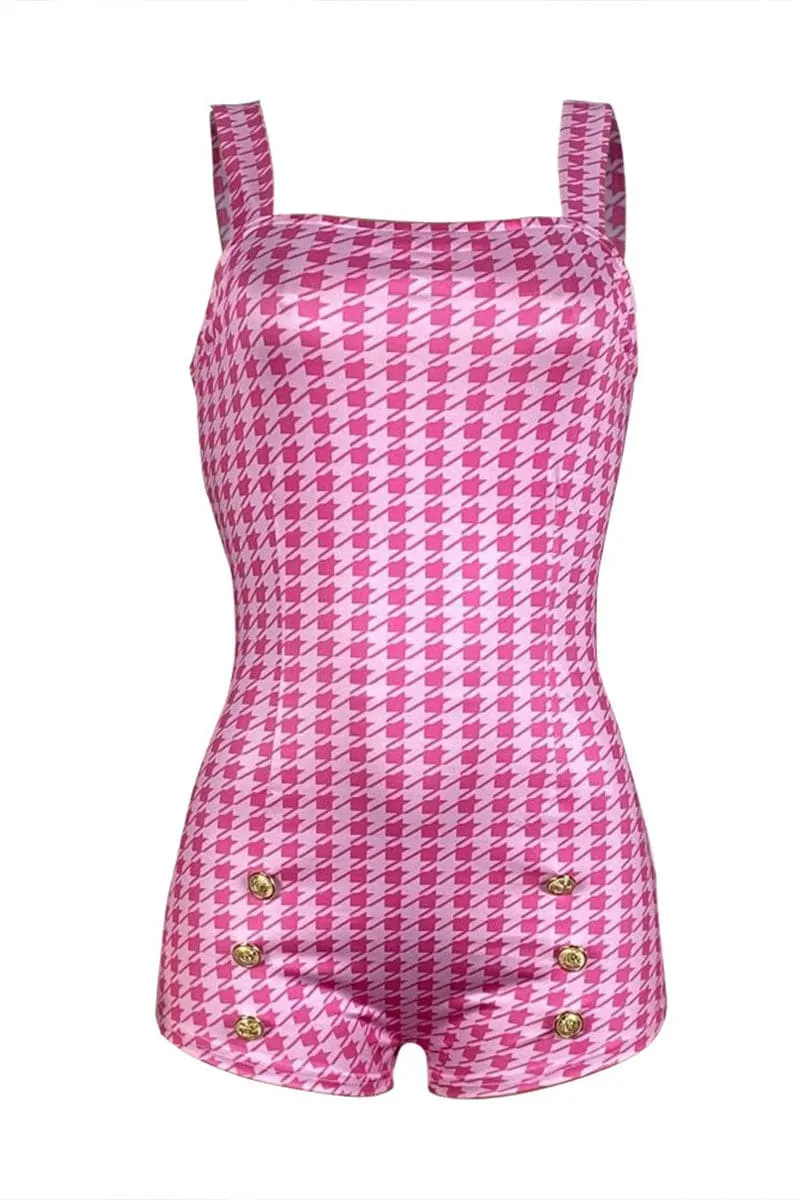 JC722 Plaid Print Tank Romper