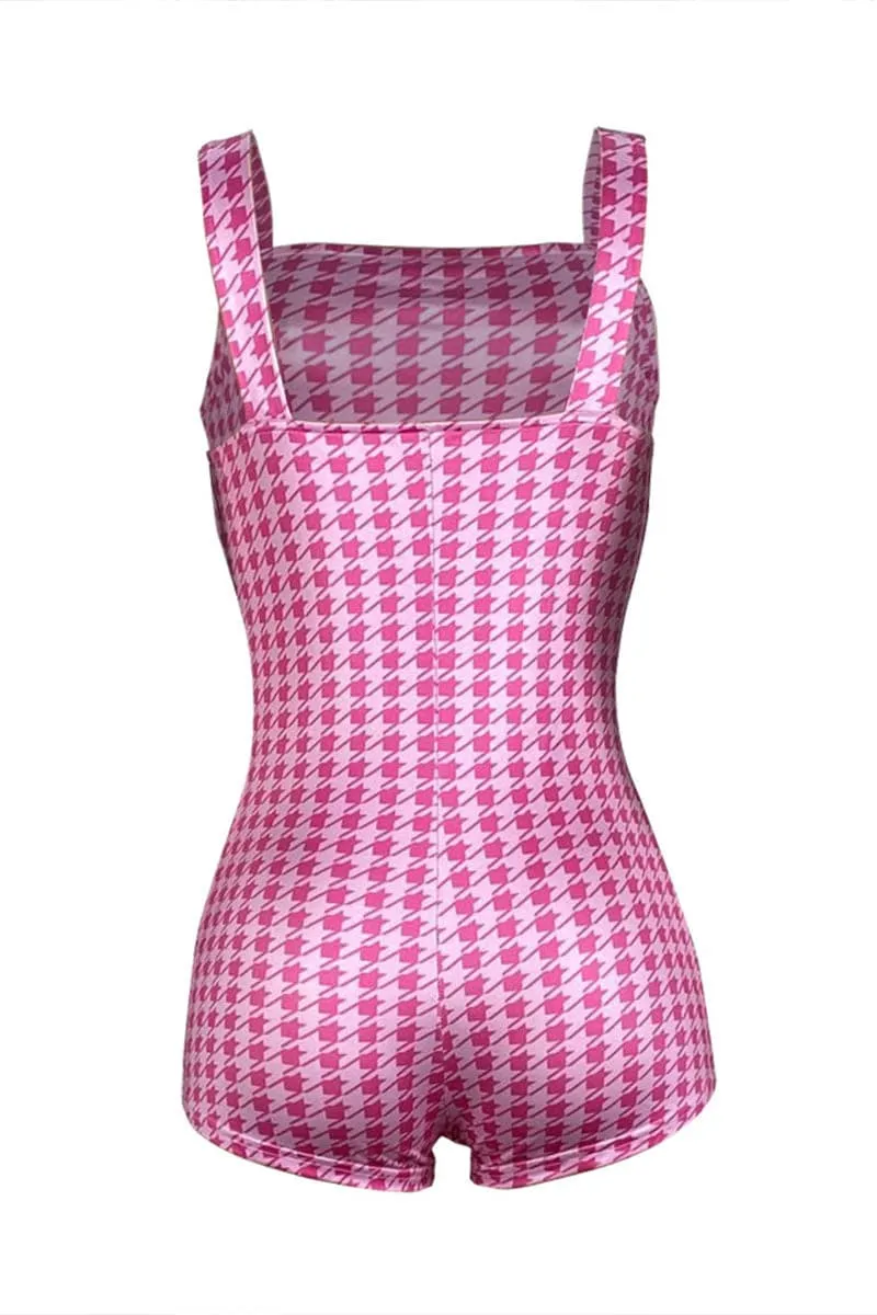 JC722 Plaid Print Tank Romper