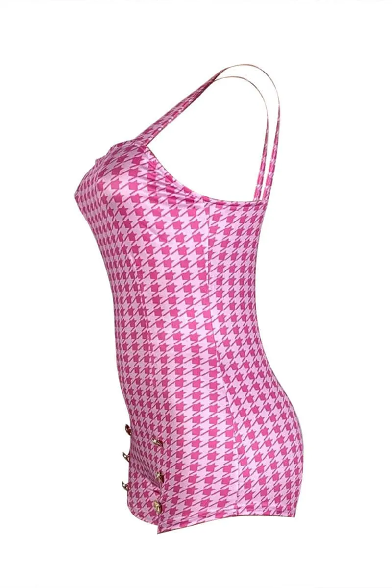 JC722 Plaid Print Tank Romper