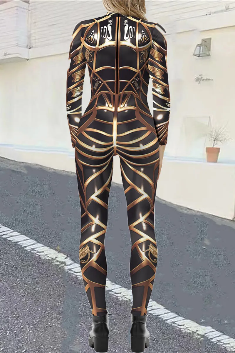 JE778 3D Print Graphic Slim Jumpsuit