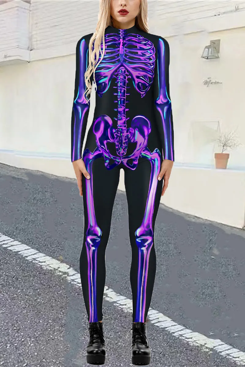 JE778 3D Print Graphic Slim Jumpsuit