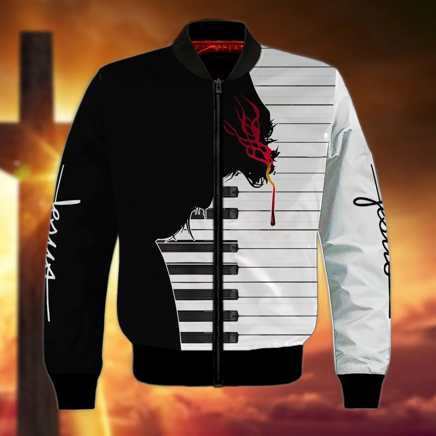Jesus God Gave a Music Piano 3D Full Printed Sweatshirt Hoodie Bomber, Christmas Jesus Piano Shirt Gift