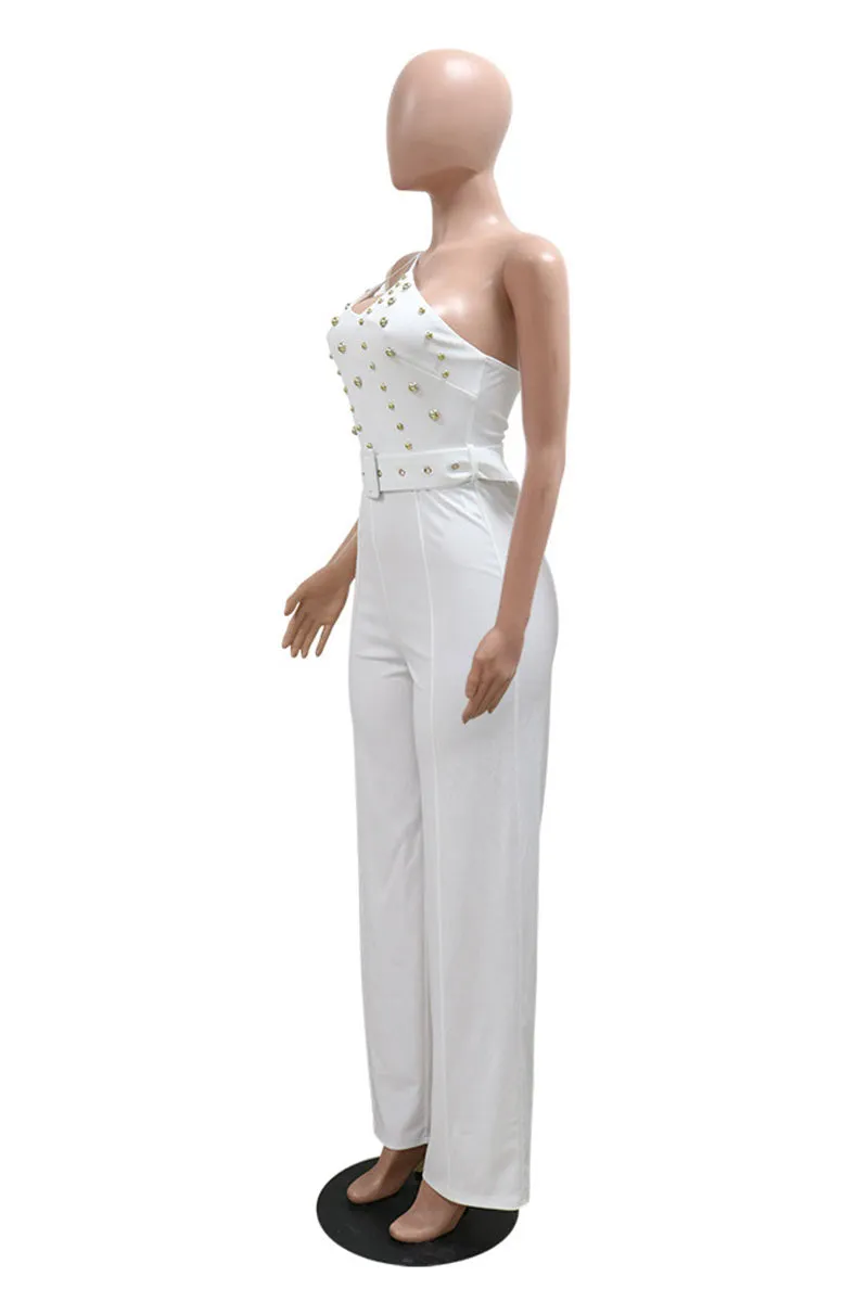 JG648 Solid Irregular Jumpsuit