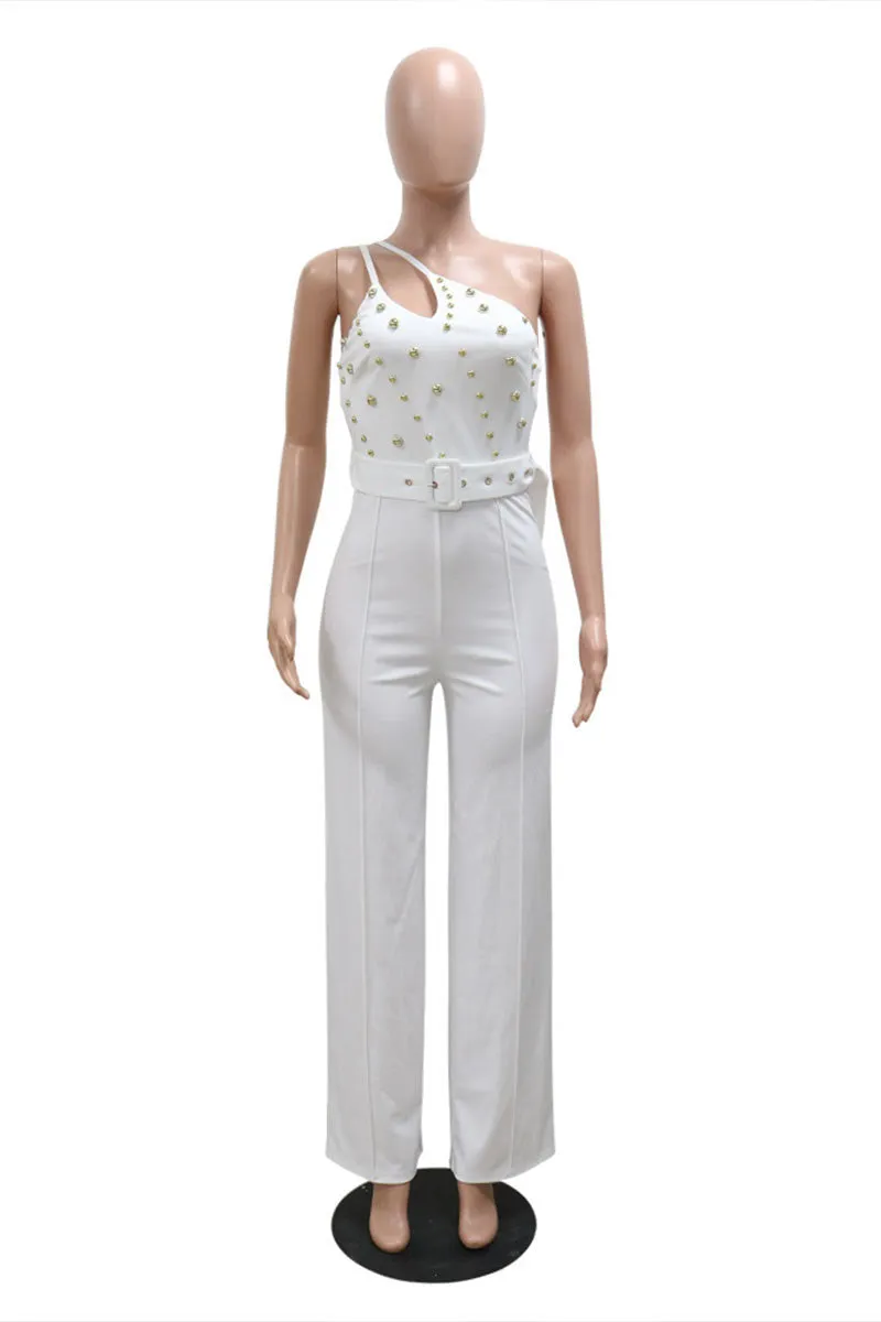 JG648 Solid Irregular Jumpsuit