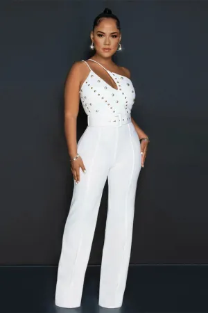 JG648 Solid Irregular Jumpsuit