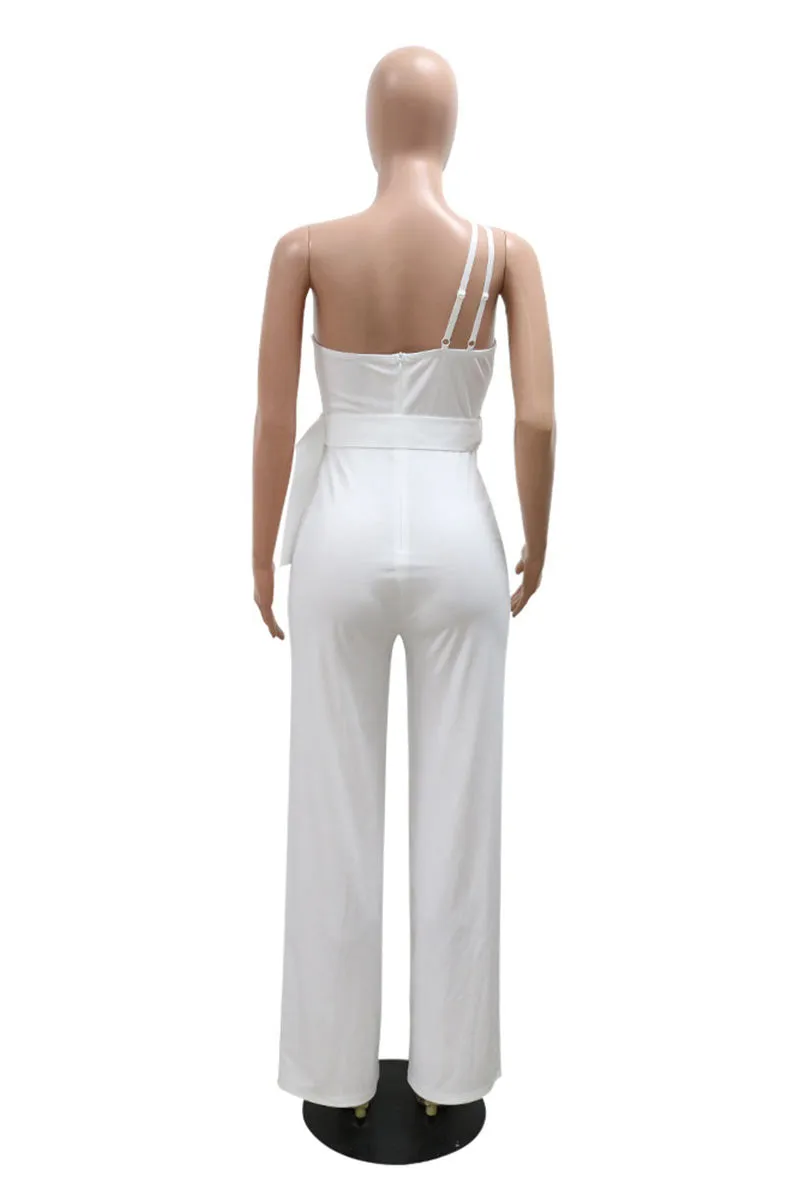 JG648 Solid Irregular Jumpsuit
