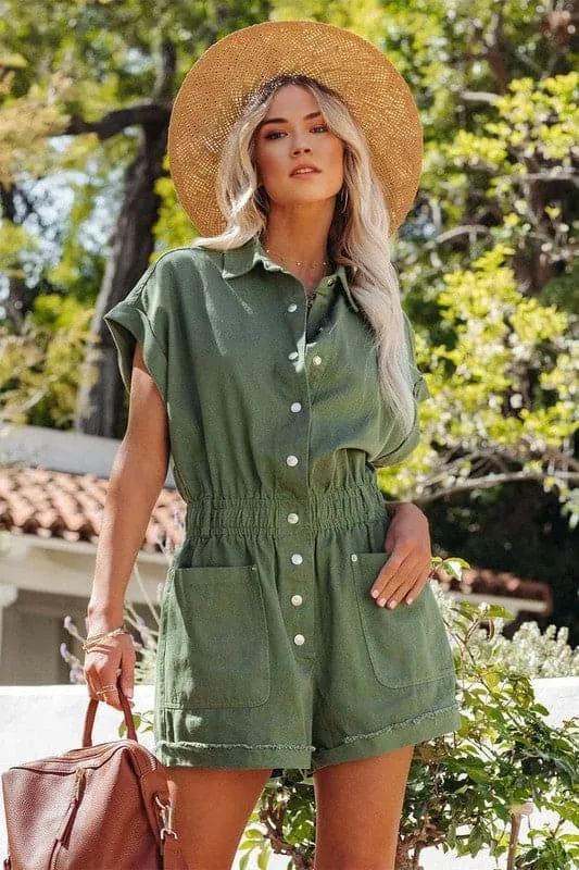 JZ717 Utility Button Playsuit Romper