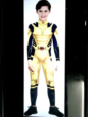 Kids Wolverine Superhero Costume Jumpsuit Size 7 or 8 Youth