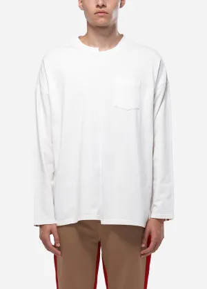 Konus Men's Unbalanced Hem Long Sleeve Tee in White
