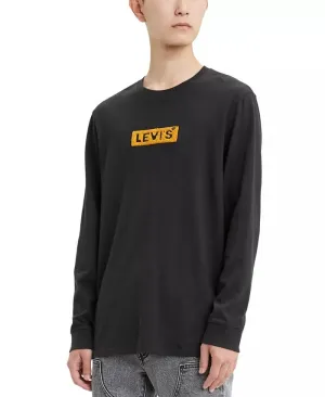 Levi's Men's Limited Collection Chenille Boxtab Long Sleeve T-Shirt Black Size Small