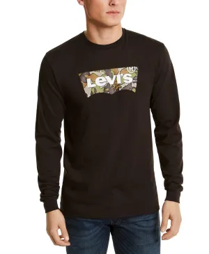 Levi's Men's Long-Sleeve Camo Logo T-Shirt Black Size Extra Large