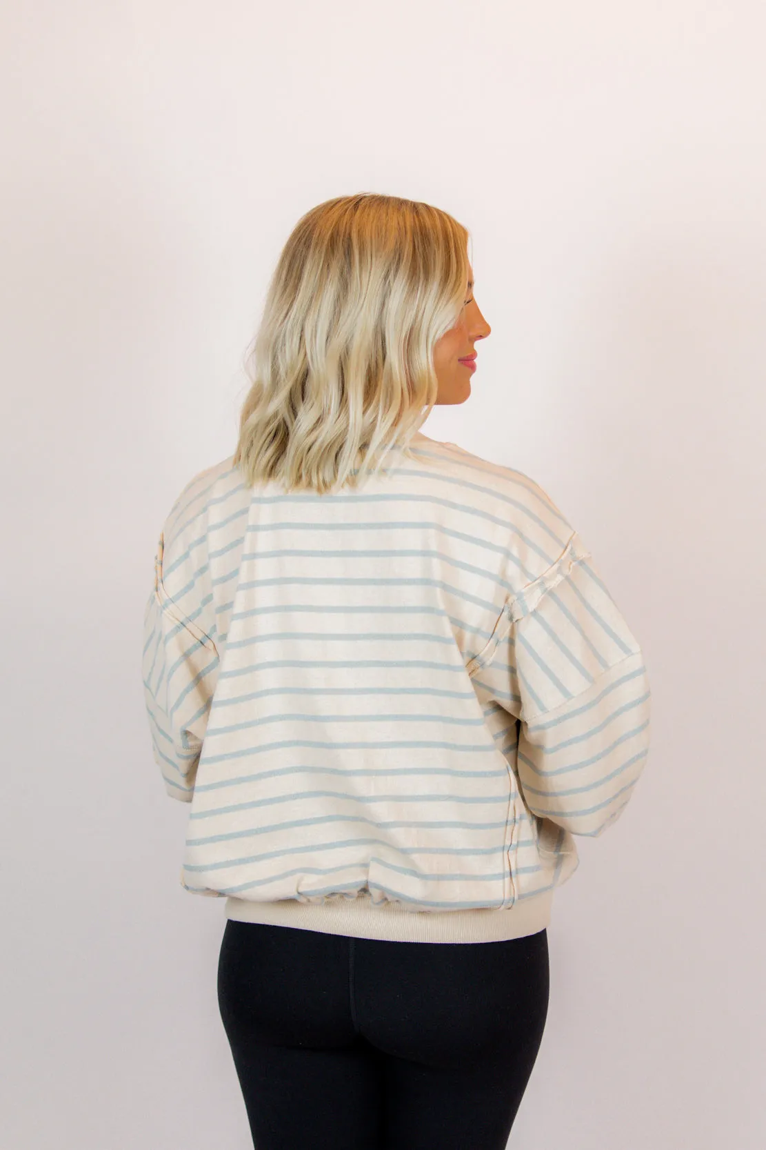 Londyn Striped Crewneck | Natural Blue