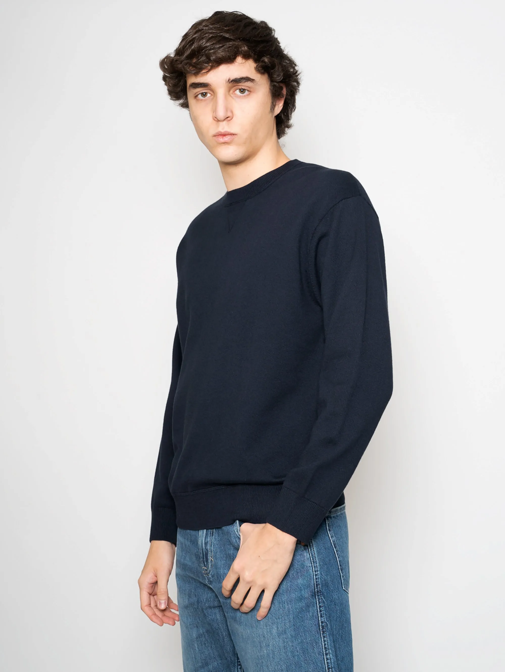 Maglia con Inserto a V Blu