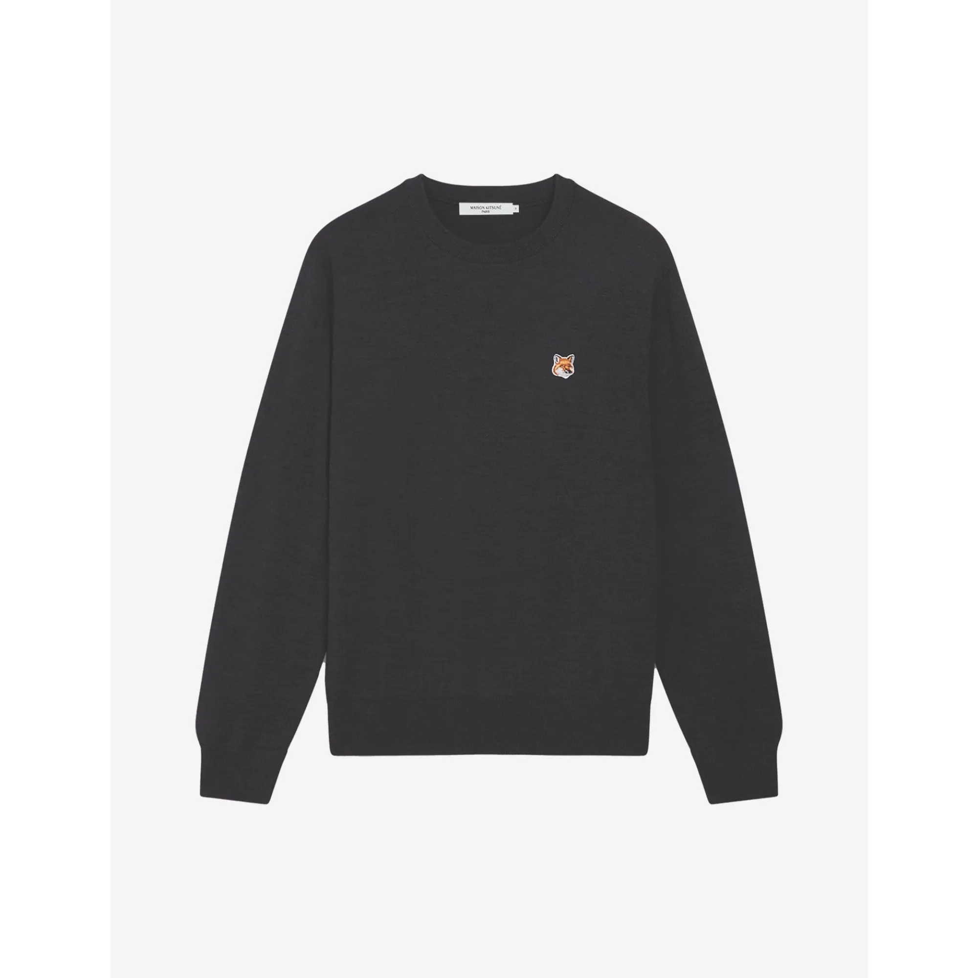 Men Fox Head Patch Regular R-Neck Jumper - Anthracite Melange