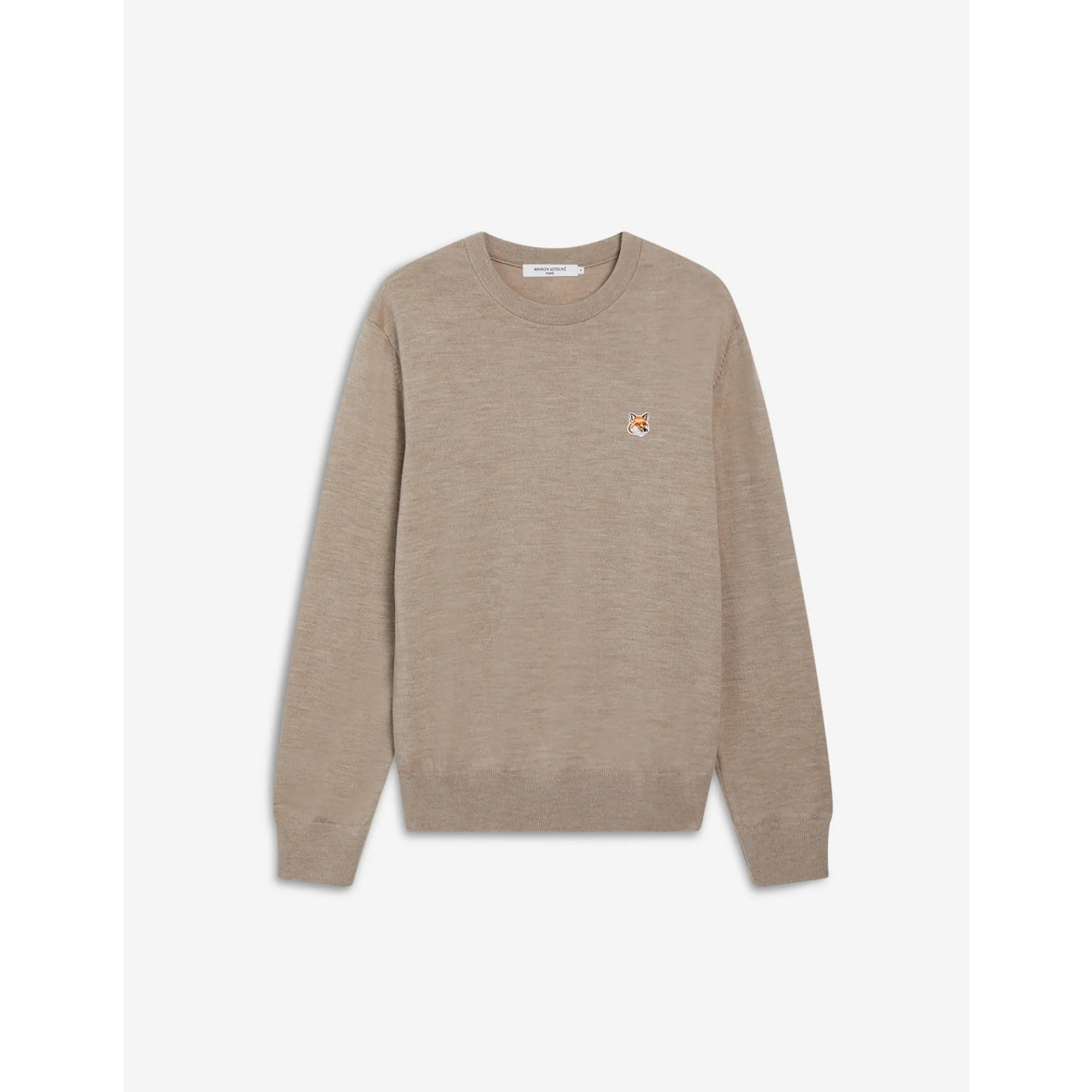 Men Fox Head Patch Regular R-Neck Jumper - Beige Melange