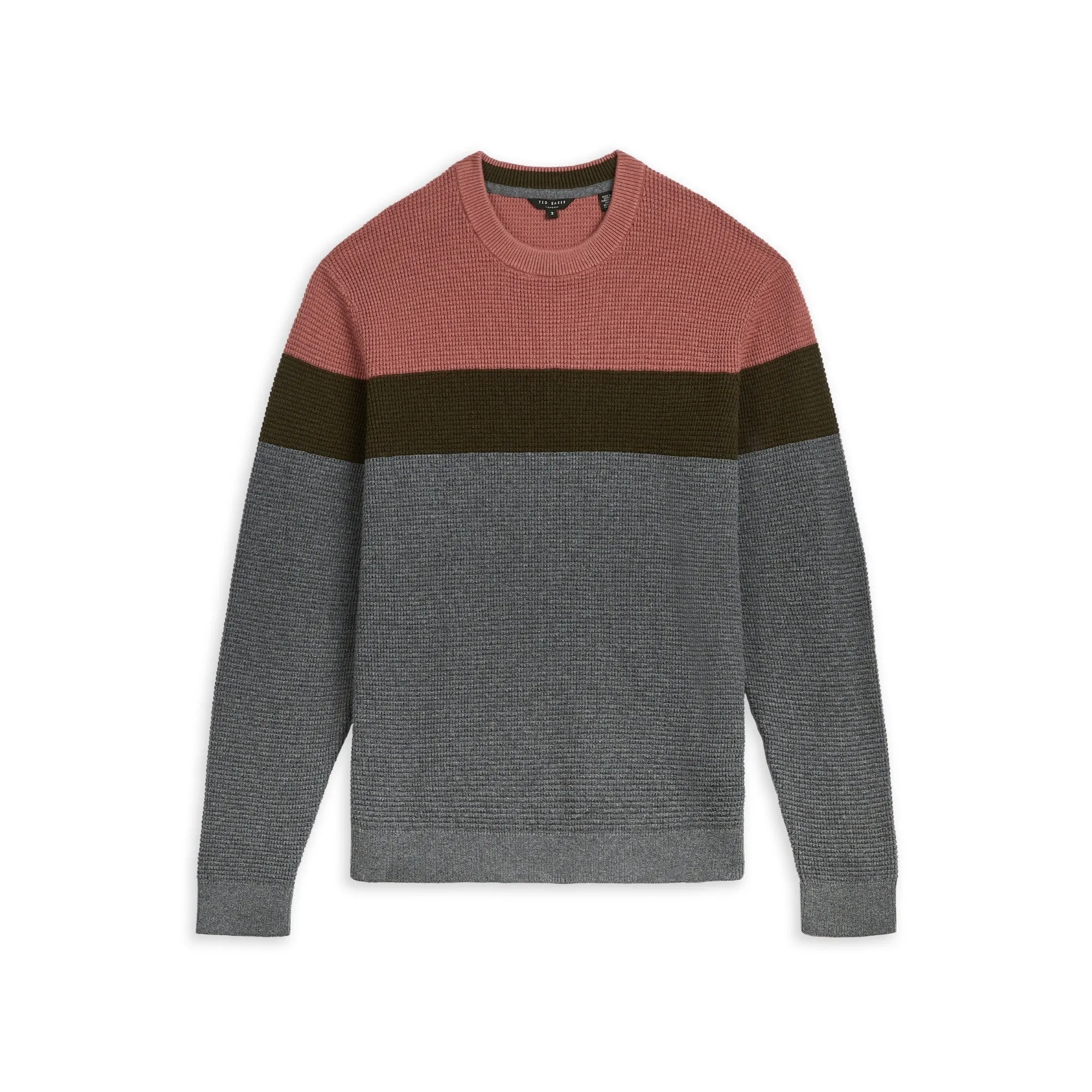 Men Mmk-Lastmi-Ls Colour Block Textured Crew Neck Jumper - Pink
