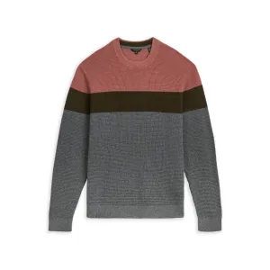 Men Mmk-Lastmi-Ls Colour Block Textured Crew Neck Jumper - Pink