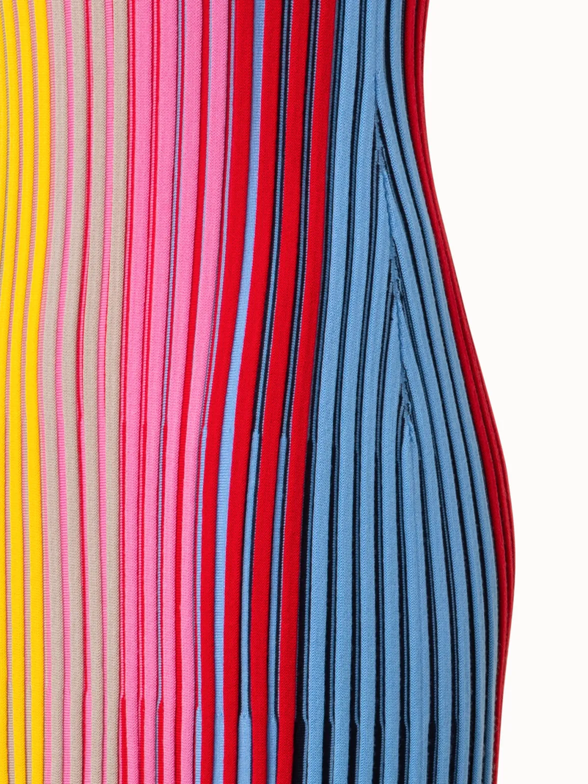 Merino Wool Knit Dress with Rainbow Rib