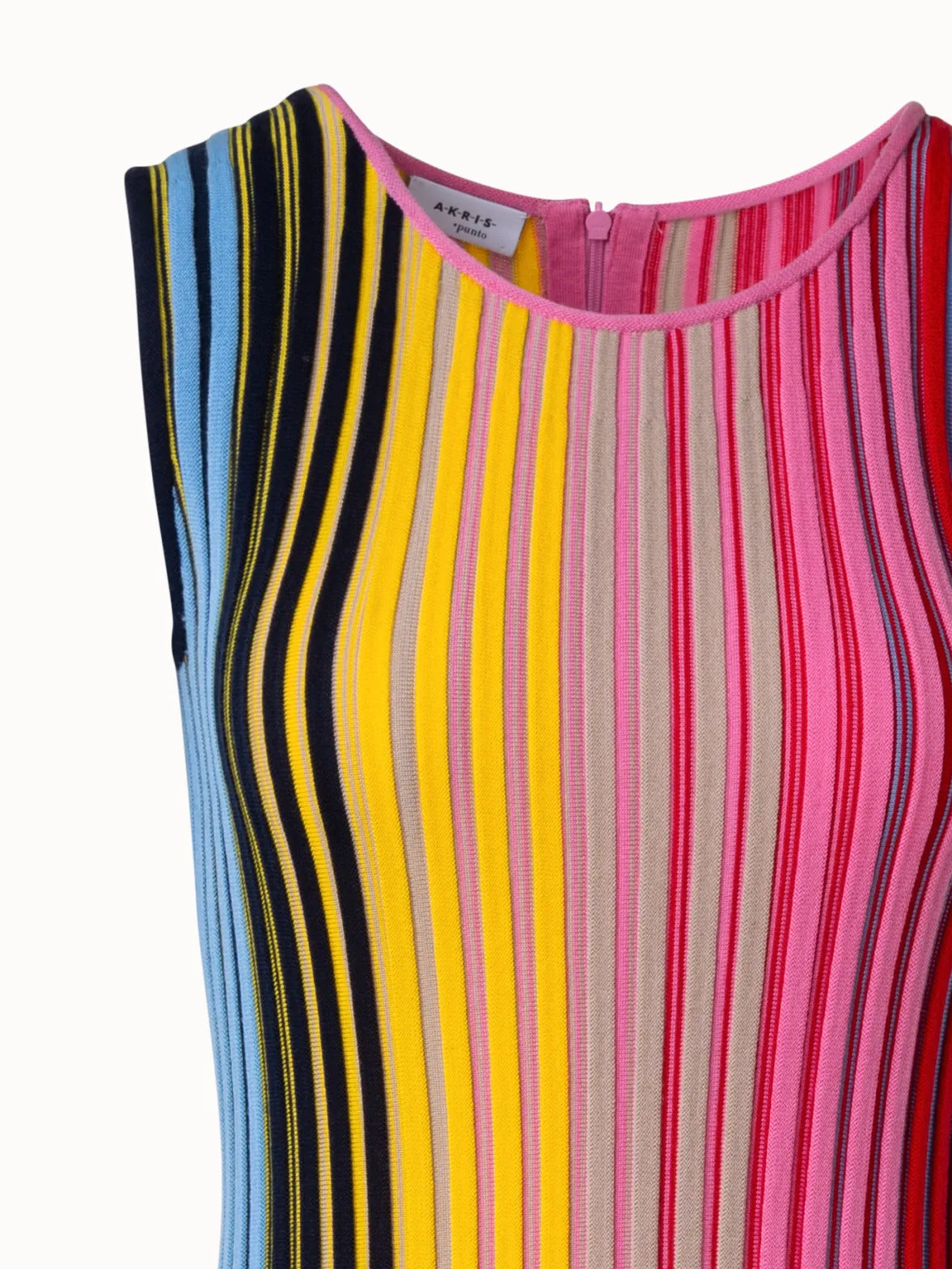 Merino Wool Knit Dress with Rainbow Rib