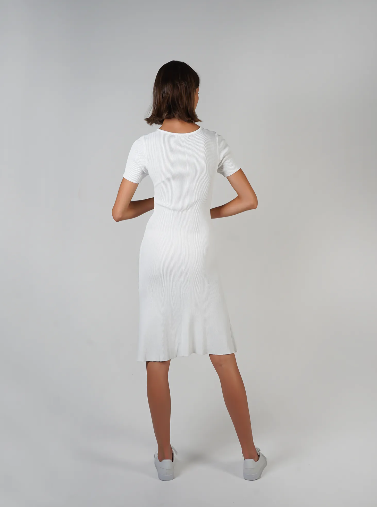 Midi Knit Dress- White