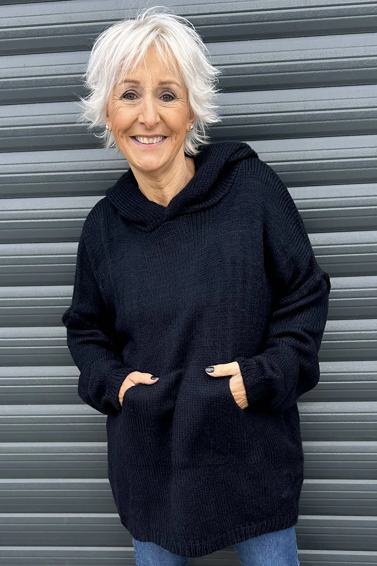 Minerva Hooded Knitted Jumper Navy