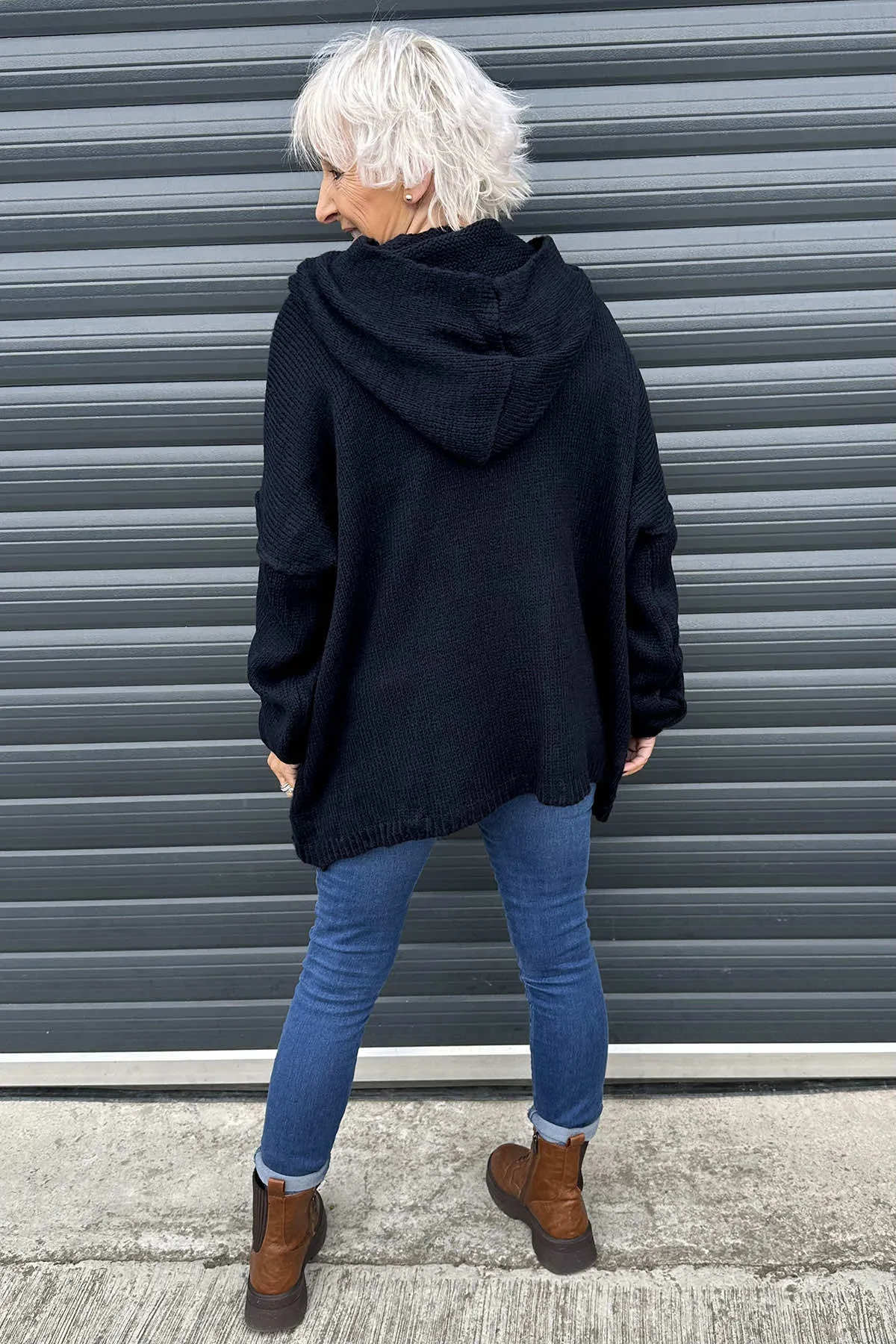 Minerva Hooded Knitted Jumper Navy