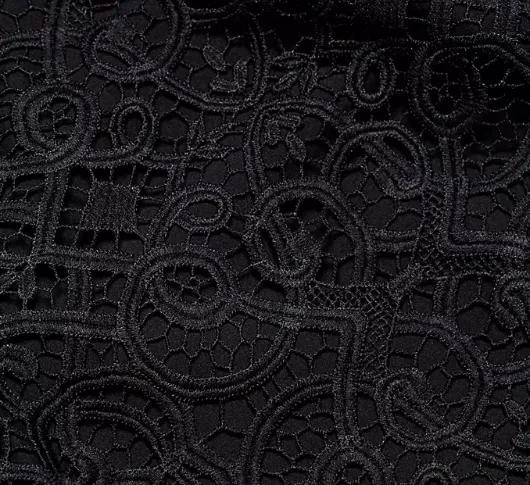 ML Monique Lhuillier - Lace Overlay Midi Dress in Jet Black