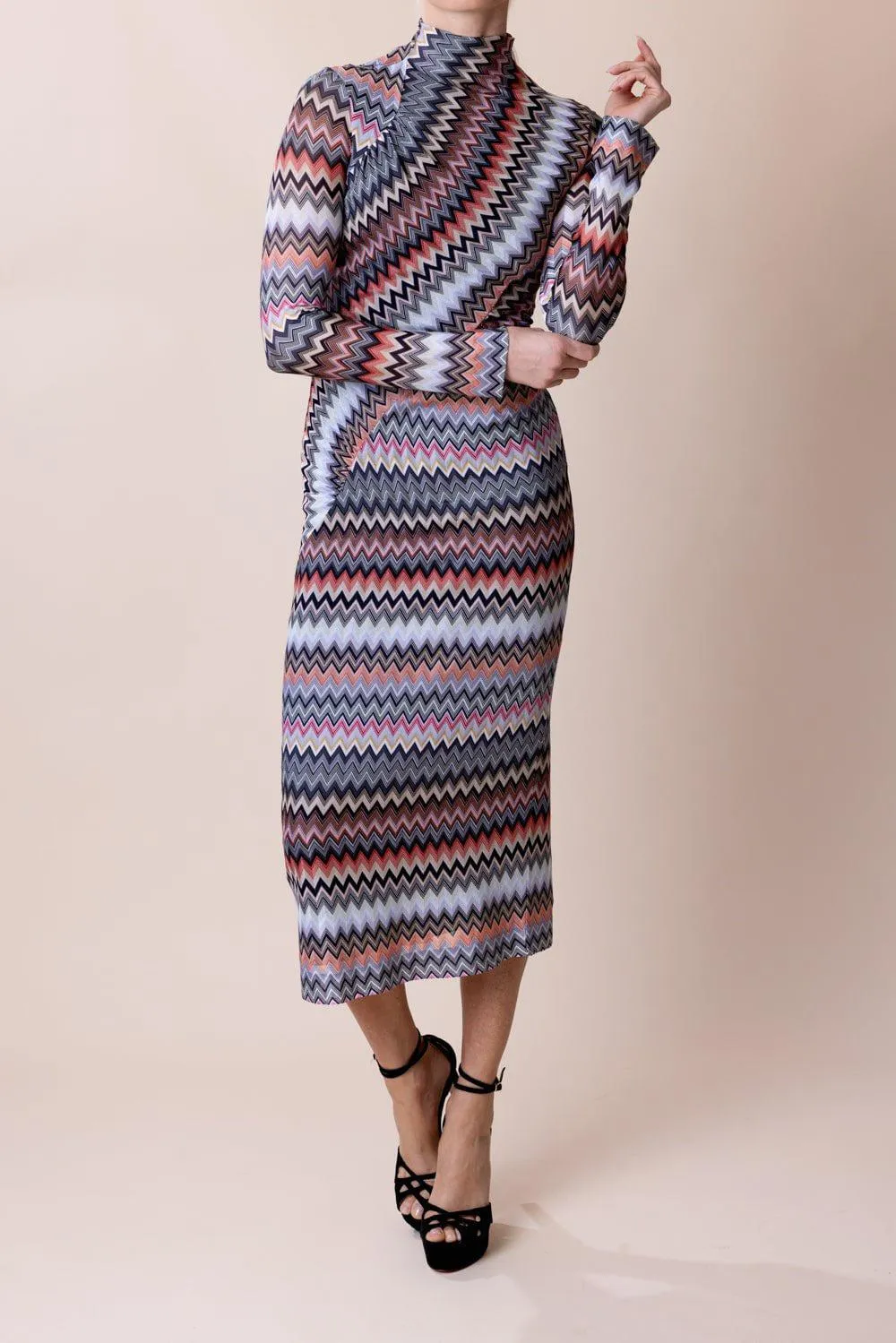 Mock Neck Midi Dress