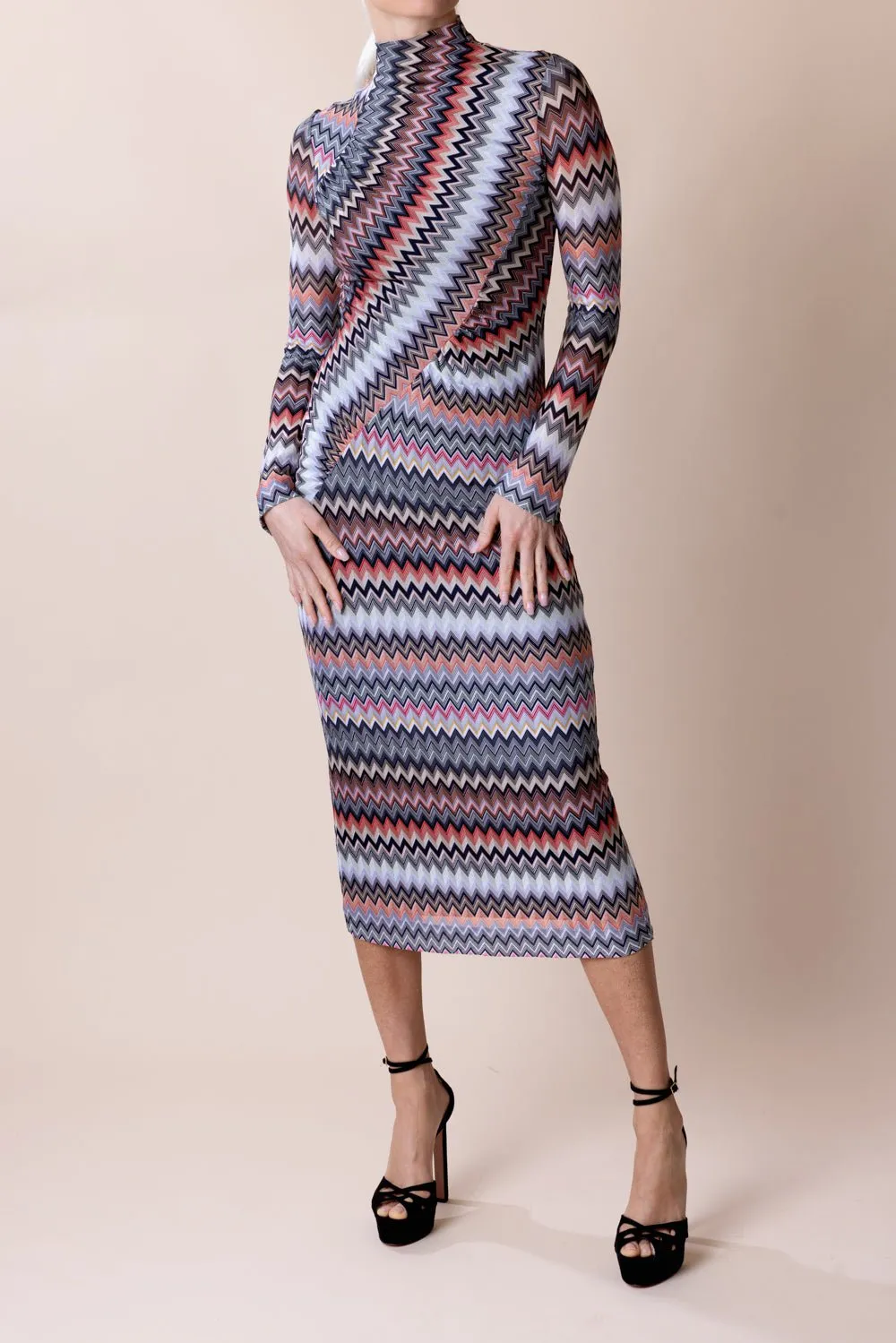 Mock Neck Midi Dress